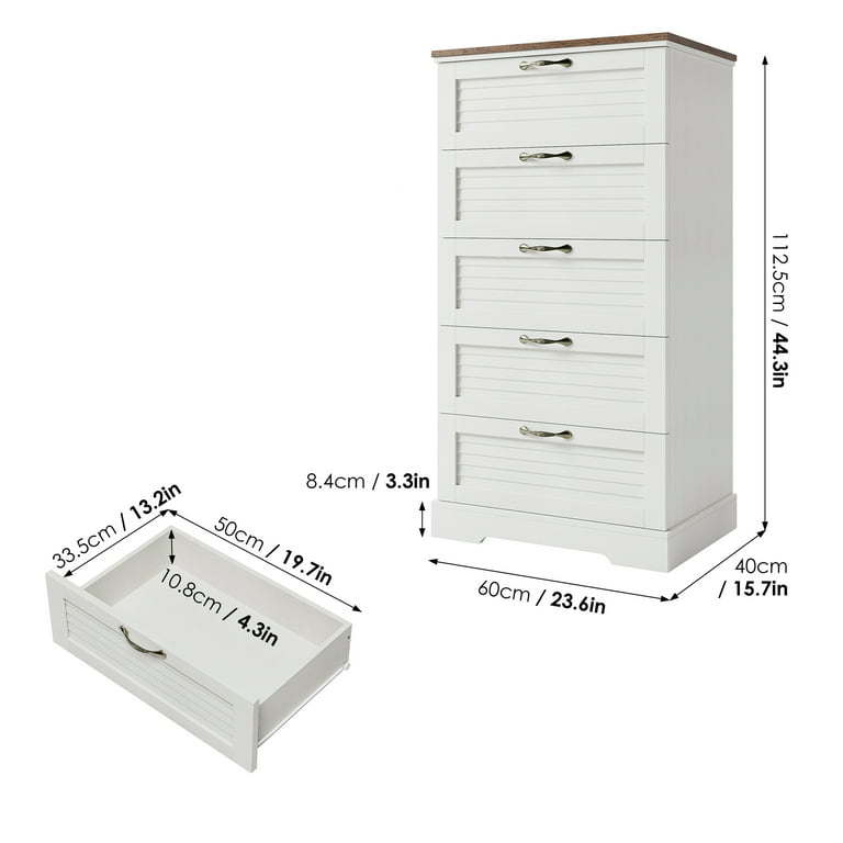 Homfa 5 Drawer White Bedroom Dresser, Modern Vertical Dresser Drawers Wood  Organizer for Living Room Entryway Small Spaces