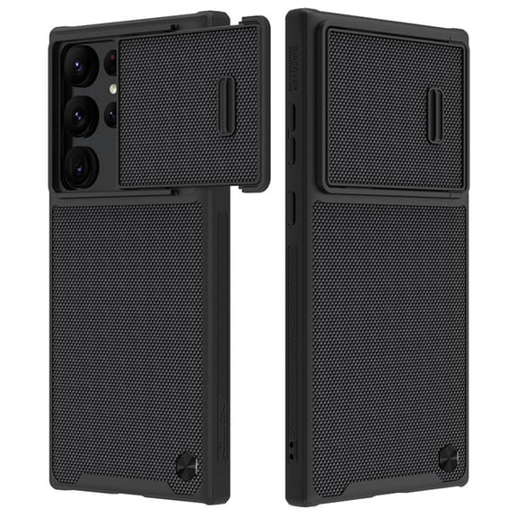 Decase for Samsung Galaxy S23 Ultra Case with Camera Cover [Biult-in Torsion Spring] Case with Slide Camera Protection, Nylon Fiber Shockproof Cover for Samsung Galaxy S23 Ultra 5G 6.8", Black