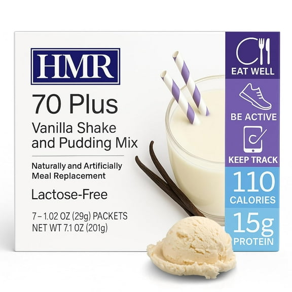 HMR 70 Plus Vanilla Meal Replacement Powder, Lactose Free, 15g Protein, Low Calorie, 7 Servings