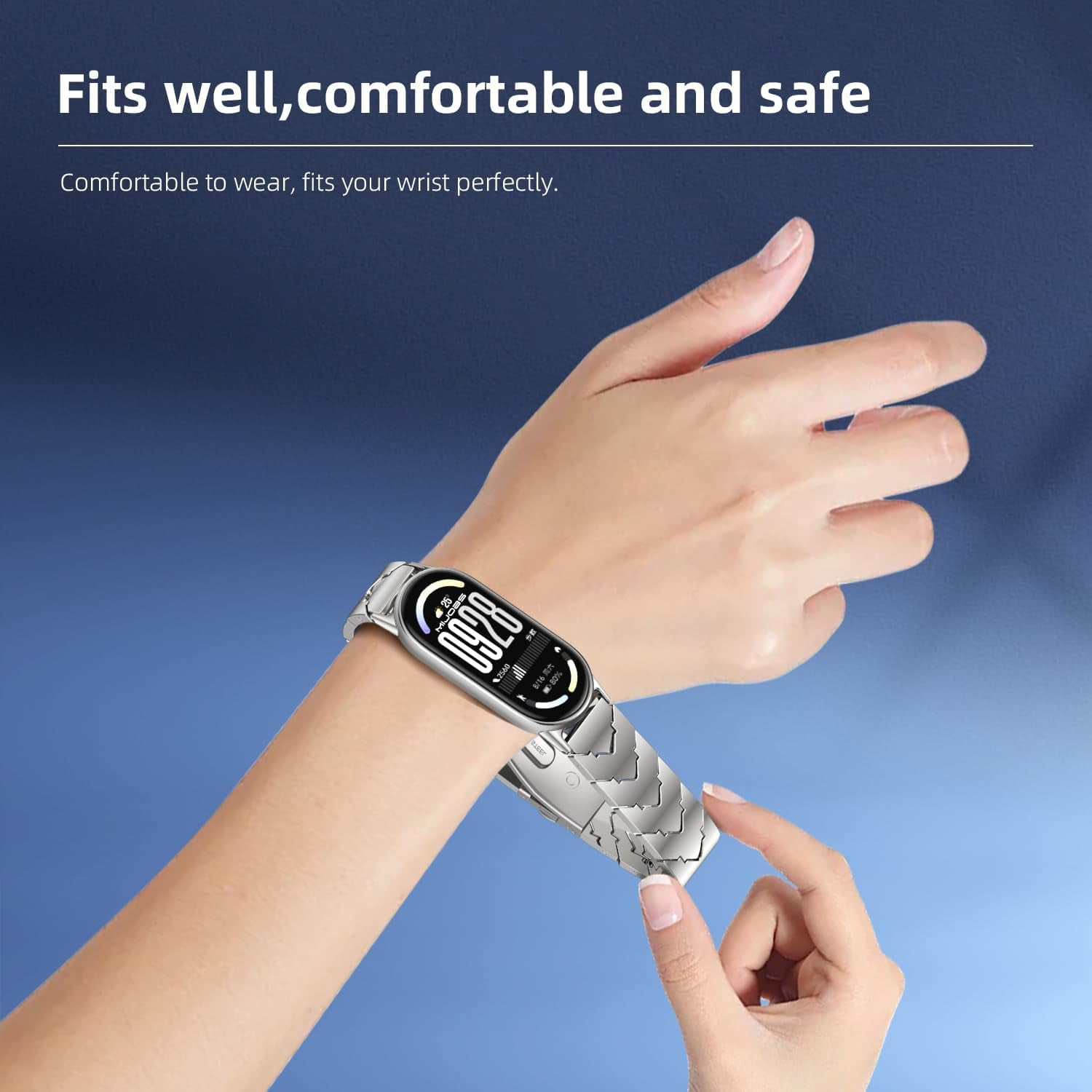 CRKMGS-Strap for Xiaomi Mi Band 10/9/8 Breathable Replacement Strap for Mi Fit Band 9 SmartWatch Straps Wristband Bracelet for Women Men