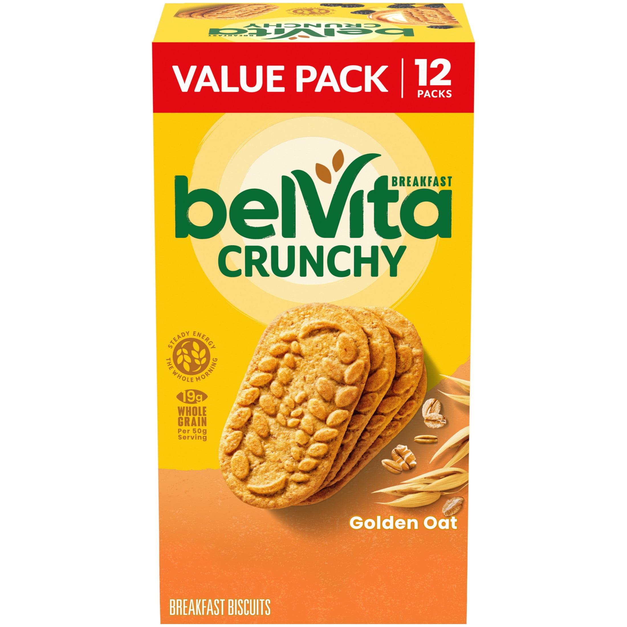 (3 pack) belVita Breakfast Bars Biscuits, Golden Oat, Value Pack, 12 Packs (4 Biscuits Per Pack)