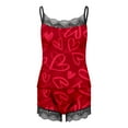 thumbnail image 4 of Xmyrz Valentine's Day Two Piece Pajama Set For Women Classic Loose Print Heart Tank Top Trendy Attractive Recreation Shorts Set Lace Sleepwear Pj Outfit Sets, 4 of 5