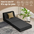 thumbnail image 4 of Costway Tri-Fold Fold Down Chair Flip Out Lounger Convertible Sleeper Bed Couch Dorm New Black, 4 of 9