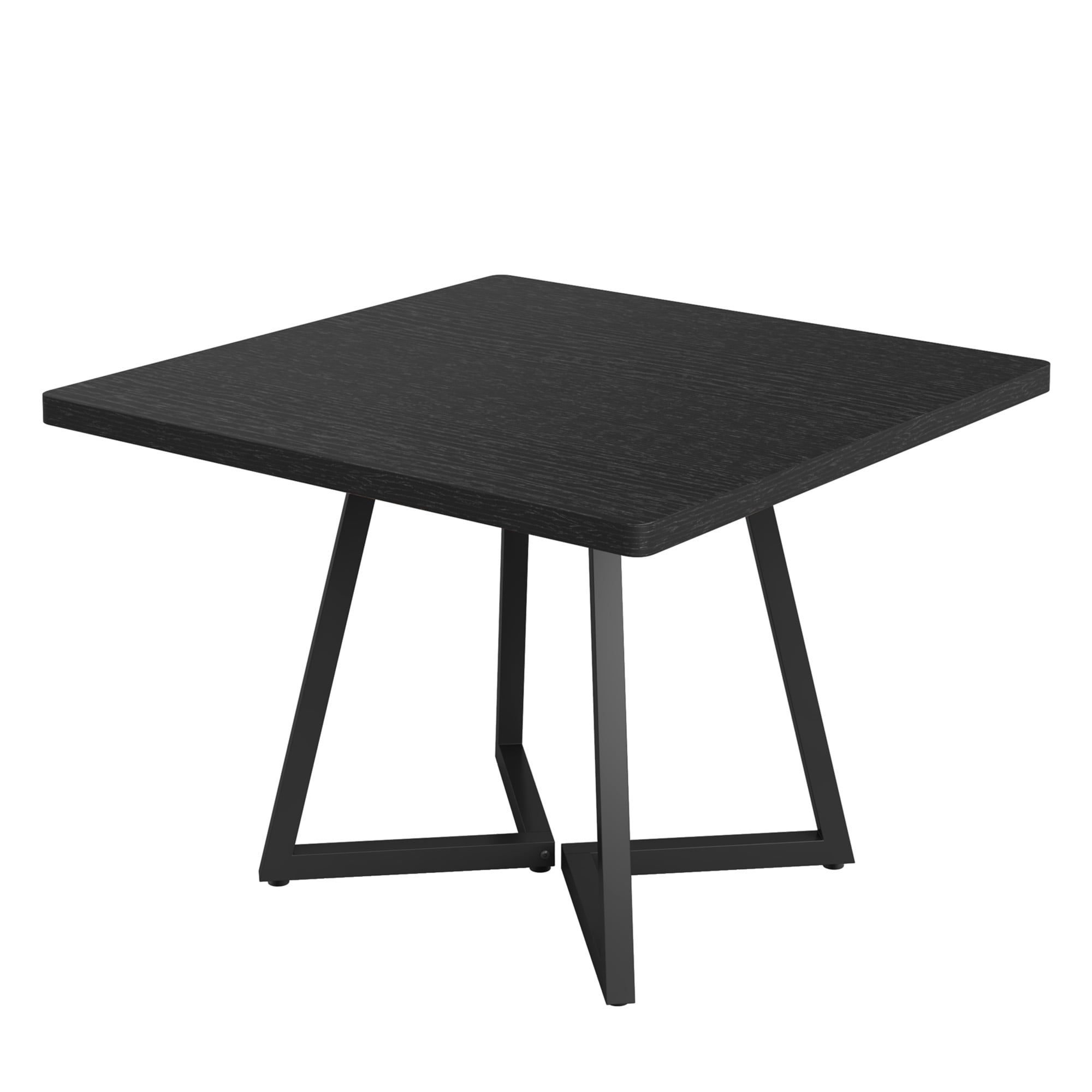 MAYEERTY 31.49" Square Industrial Dining Table, 2-Seater with Vintage Brown Wood & Black Metal Frame