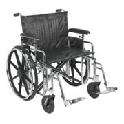Drive Medical Sentra Extra Heavy Duty Wheelchair with Various Arm Styles and Front Rigging Options, Black Upholstery and Chrome Frame, Bariatric 20"