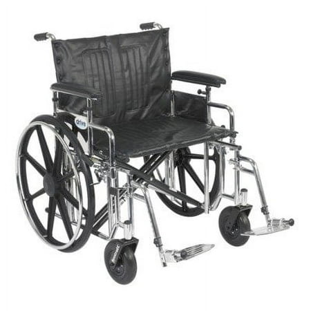 Drive Medical Sentra Extra Heavy Duty Wheelchair with Various Arm Styles and Front Rigging Options, Black Upholstery and Chrome Frame, Bariatric 20"