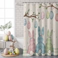 thumbnail image 6 of Shower Curtain for Bathroom Easter Colorful Bunny on Vintage Linen Waterproof Bath Curtains Shower Curtains with Hooks,Egg on Branches Bathroom Curtain Privacy Drapes for Bathtubs Toilet 36x72in, 6 of 9