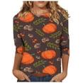 thumbnail image 2 of Pulls Pulls pulls Vêtements Vêtements Mode d'Automne Confortables Décontractés 2023 Mode Femmes Halloween Impression en Vrac T-shirt Manches 3/4 Col Rond Chemise Décontractée, 2 of 5