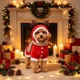 thumbnail image 6 of Dog Cat Christmas Costume for Small Medium Pets Holiday Outfit with Hood Soft Stretchy Pet Apparel for Party Photo Shoot, Adjustable Festive Sweatshirt for Puppy Kitten, Style A, Pet Clothes, 6 of 7