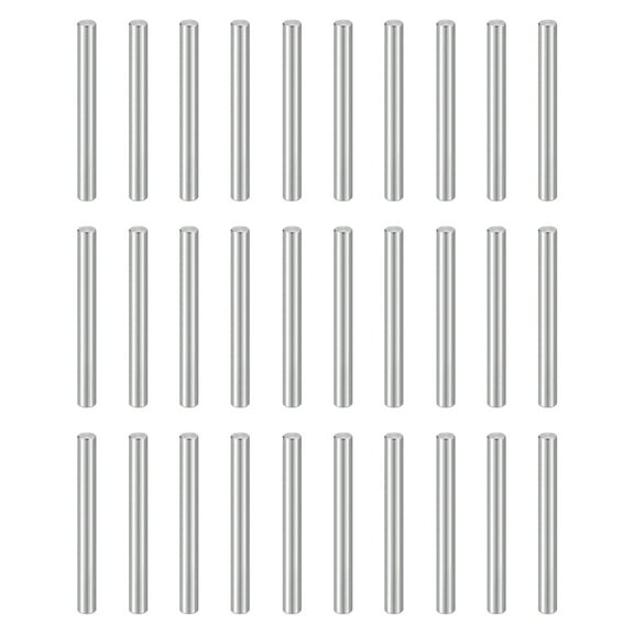 Uxcell 100pcs Dowel Pins M3(3mm) x 30mm 304 Stainless Steel Cylindrical Shelf Support Peg Pin Rod Fasten Elements for Metal Devices Wood Furniture DIY Installation, Silver