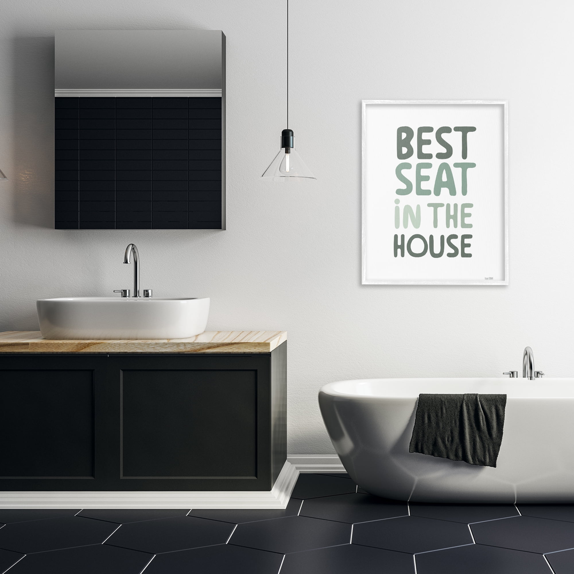Stupell Industries Green Best Seat in House White Framed Giclee Art, design by House Fenway