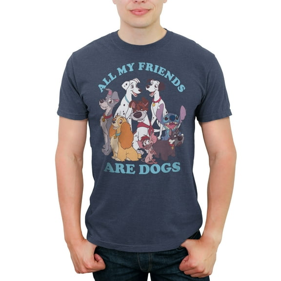 Men's Disney Classic All My Friends Are Dogs Graphic Tee Navy Blue Heather 2X Large