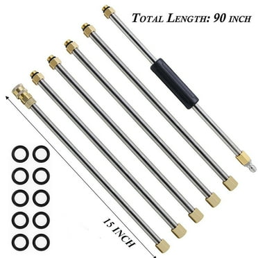 Pressure Washer Extension Wand Power Lance Gun Attachment 90" 4000 PSI 6 Pcs Replacement Wand Set