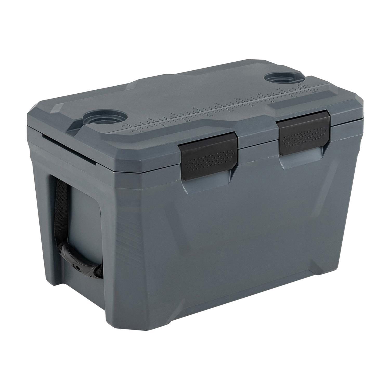 Resenkos Heavy Duty Insulated Hard Shell Portable Cooler with Cup Holders Bottle Opener and Drain Plug, Outdoor Ice Chest for Camping and Picnics, Gray