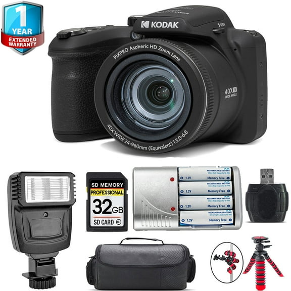 Kodak PIXPRO AZ405 Digital Camera (Black) Extra Battery 1 Yr Warranty 32GB (International Version)
