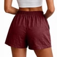 thumbnail image 6 of Resicozy Women Casual Linen Shorts Drawstring Comfy Elastic Waist Shorts Summer Pull On Short with Pockets Wine XL, 6 of 7