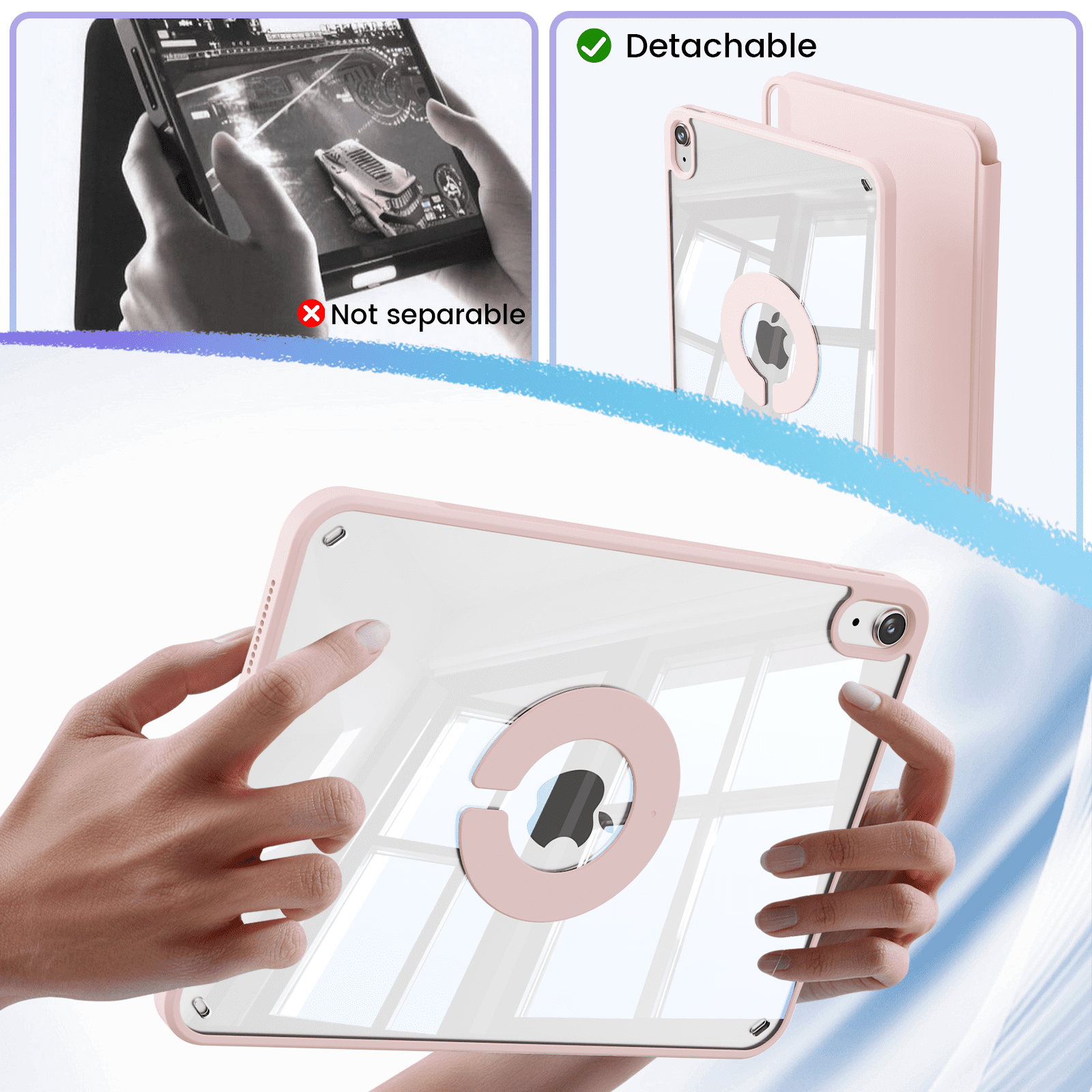 KVTVOU Case for iPad (A16) 11th Generation 11 Inch 2025, iPad 10th Generation 10.9 inch 2022 with Pencil Holder, Auto Wake-Sleep,Clear Acrylic Back Shell, Magnetic attraction increases,Pink