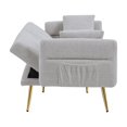 thumbnail image 6 of JERFIT Modern Teddy Fabric Convertible Sofa Bed with Adjustable Backrest and Armrests, Foldable Loveseat Sleeper with Storage Pocket and Golden Legs for Living Room, Apartment, Dorm, Grey, 6 of 10