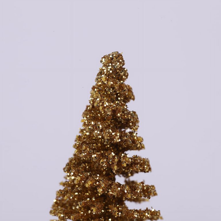 Christmas Jewel-Tone Mini Bottle Brush Plastic Trees Glittered Gold Lc0664,  1 - Fry's Food Stores