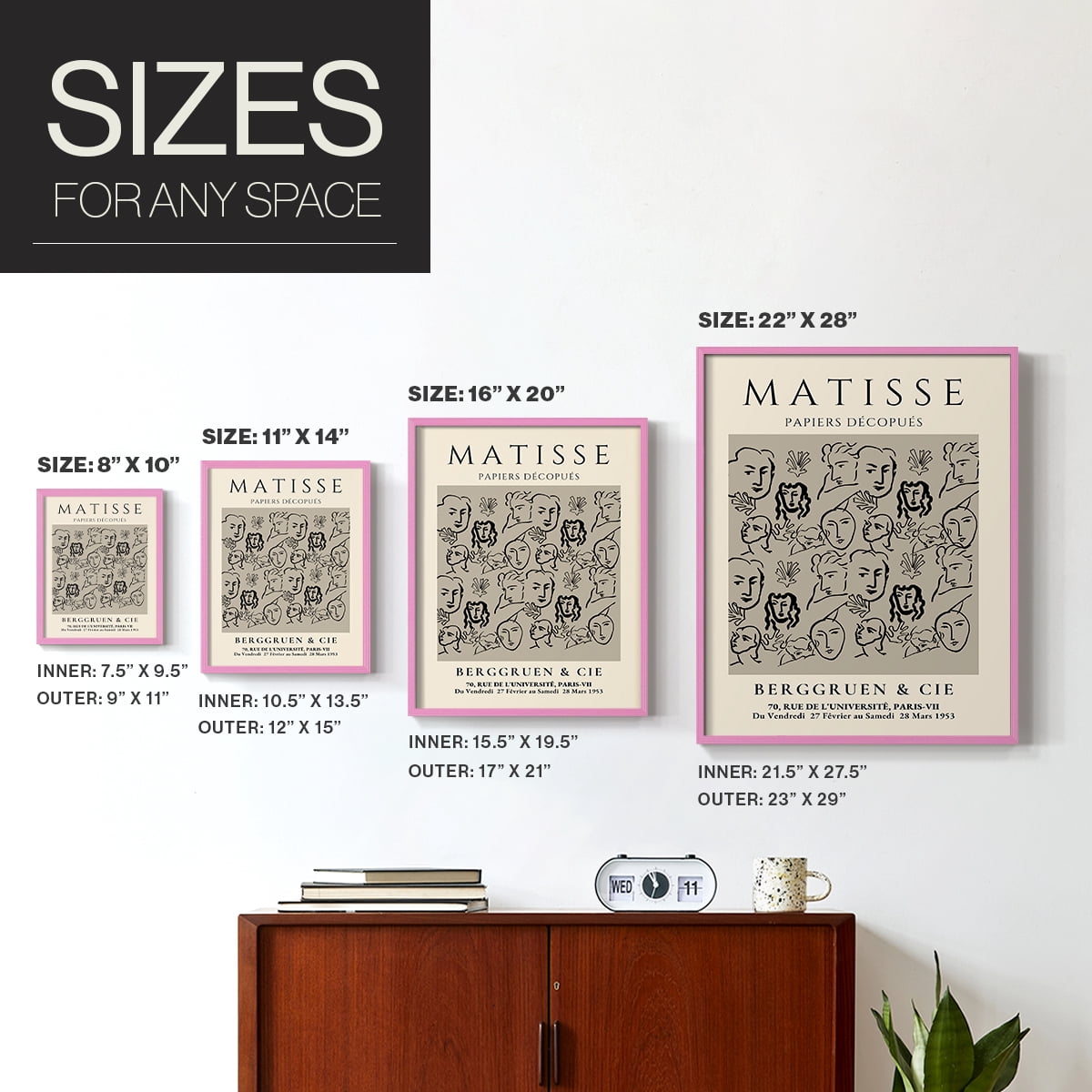Matisse CLXVI Framed Print in Pink Solid Wood 11 x 14 Framed Print