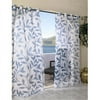 Commonwealth Home Fashions 70631-109-601-84 Escape Leaf Grommet Sheer Outdoor Curtain Panel, Blue