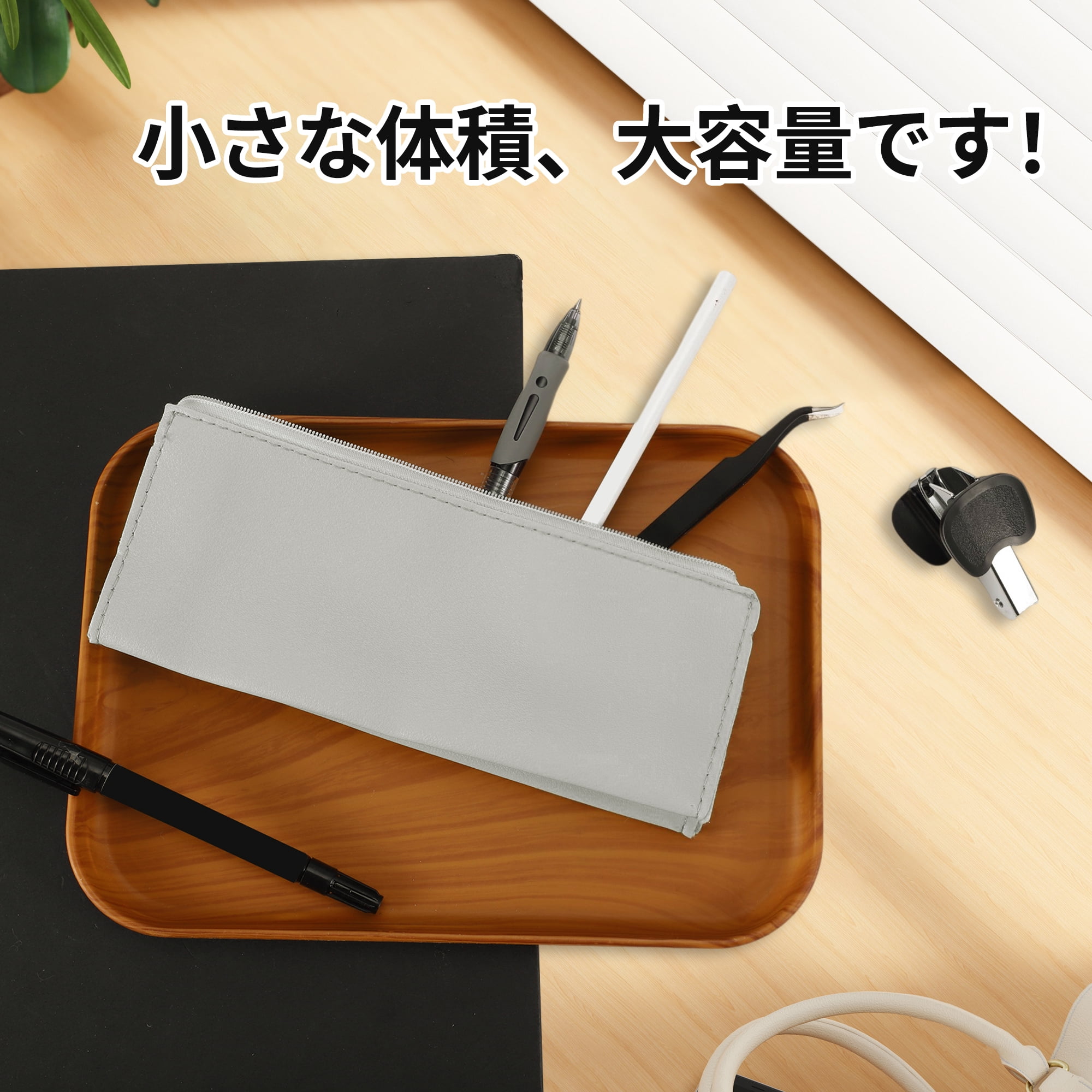 Unique Bargains Triangle Pencil Pouch Portable Stationery Bag Gray