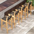 thumbnail image 4 of Costway 2 PCS 30" Teak Wood Bar Chair with Backrest & Footrest Bar Height Chair for Deck, 4 of 7