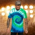 thumbnail image 2 of FINALGANG Mens Short Sleeve Tie Dye TShirts Spiral Pattern Casual Crewneck Loose Fit Tees For Summer Festival Beach Party Daily Wear Green XXL, 2 of 6