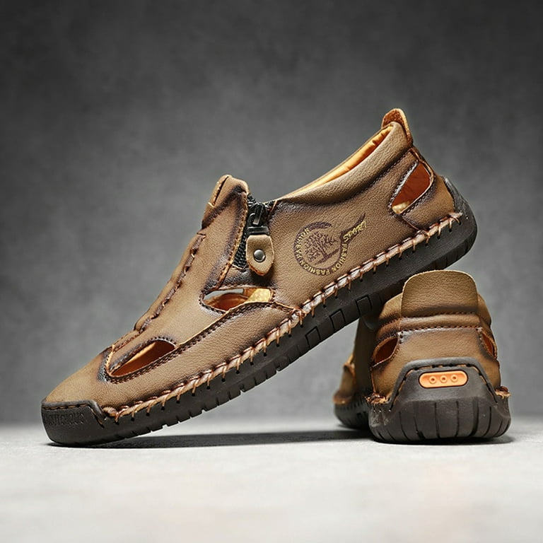 Mepaouo Men's Closed Toe Sandals Leather Dress Hiking Summer Shoes for Men Casual Work Slip on Loafers Mepaouo Men's Closed Toe Sandals Leather Dress Hiking Summer Shoes for Men Casual Work Slip on Loafers