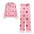 thumbnail image 4 of Valentine's Day Pajamas for Women Set Fall Fashion Must Have Womens Pajama Sets V Neck Fitness Pj Set Long Sleeve Matching Pjs for Couples Hot Pink, 4 of 4