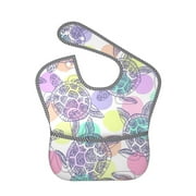 Bingfone Mess-Proof Baby Bib - Waterproof Bib For Baby Boy Or Girl With Food Catcher Pocket, Unisex-Sea Turtles