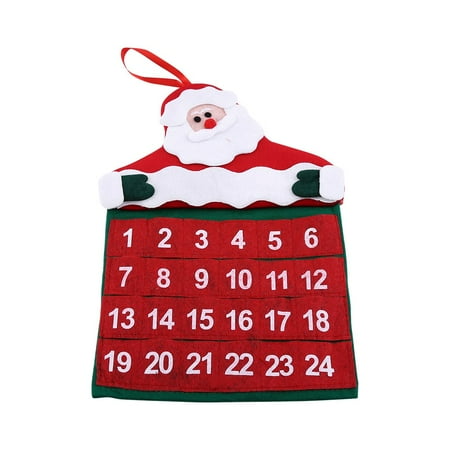 Interactive Christmas Calendar WALFRONT Xmas Decor Fabric Pockets Merry Christmas Santa Claus Father Advent Calendar Countdown Ornament, Calendar Father Christmas Countdown, Santa Claus Advent Calendar ()