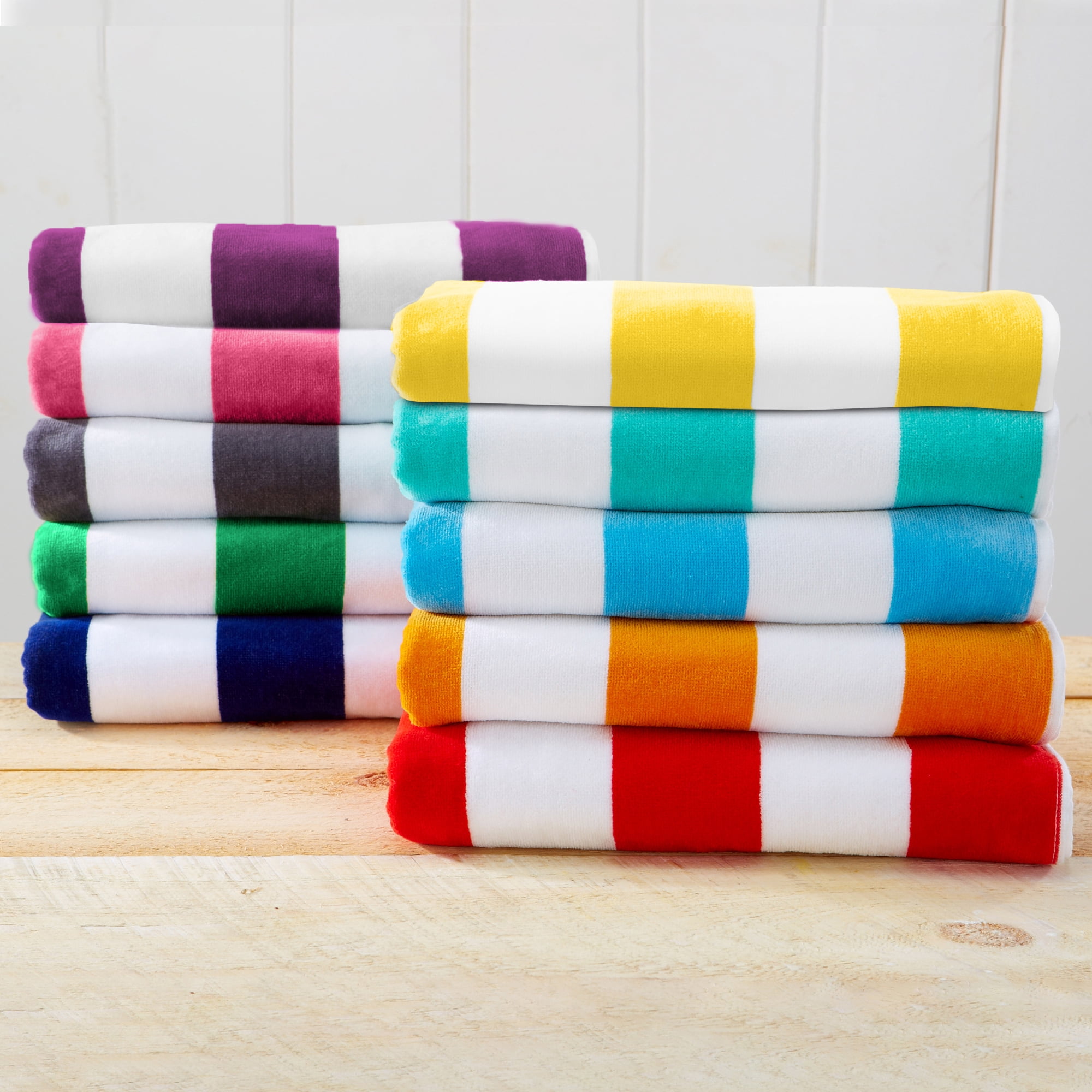 100% Cotton Velour Cabana Beach & Pool Towels - 4 Pack, 30" x 60"