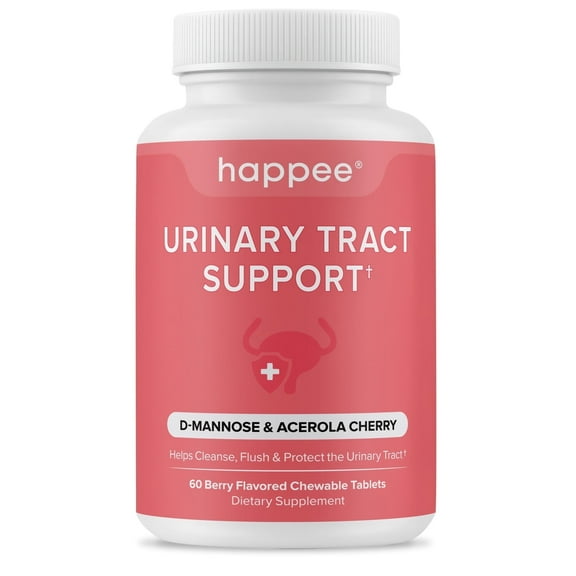 Happee Urinary Tract Health Supplement with D-Mannose – UTI Support, Relief & Prevention - Women & Men - 60 Chewables