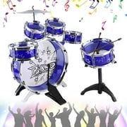 NEW ARRIVAL Kids Junior Drum Kit Children Tom Drums Cymbal Stool Drumsticks Set Musical Instruments Play Learning Educational Toy Gift blue