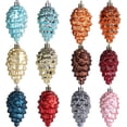thumbnail image 2 of New Christmas Tree Decorations 9cm/8pcs Matte Gloss Pendant Plastic Electroplating Colored Pine Pinecone Shaped Stock Set Box, 2 of 5