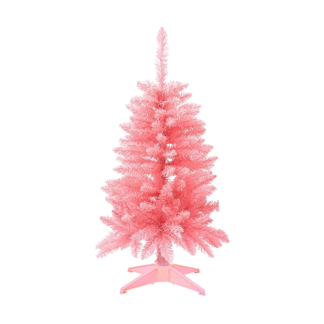 Árbol de Navidad Senjie Mini, 90 cm, artificial, rosa intenso, con 160 puntas de rama