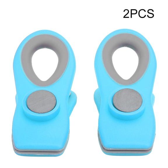 2 pack Blue Magnetic Bag Clips Mini Food Sealing Clips for Snacks, Kitchen and Refrigerator