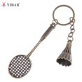 thumbnail image 1 of Antique Bronze Silver Color Metal Badminton Racket Keychain Trendy Cute Mini Keychain For Woman Man Car Sports key Ring GiftsSilver He Qiyong unisex, 1 of 1