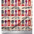 thumbnail image 1 of Soimoi White Cotton Duck Fabric London Theme Architectural Print Fabric by the Yard 56 Inch Wide, 1 of 3