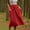 Red, variant on Women's Elastic Waist Midi Skirts Solid Baggy Cotton Linen Skirts Casual A Line Flared Skirt Trendy Beach Skirts