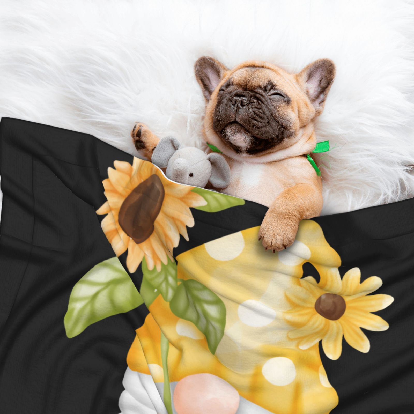 Naloa Sunflower Gnomes 3 Dog Blanket, 3 Sizes Cat Blanket for Indoor Cats Large Medium Small Dog Gifts-Large