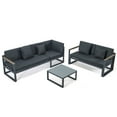 thumbnail image 3 of LeisureMod Chelsea Black Sectional Sofa with Adjustable Headrest and Coffee Table Set - Modern Deck or Garden Furniture, 3 of 17