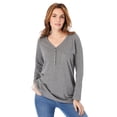 thumbnail image 2 of Roaman's Women's Plus Size Long Sleeve Sweetheart Henley Tee, 2 of 5