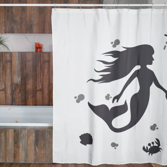 Cortina de Baño Impermeable Antihongos Juana Gallo con Diseño de Silueta Sirena para Baño