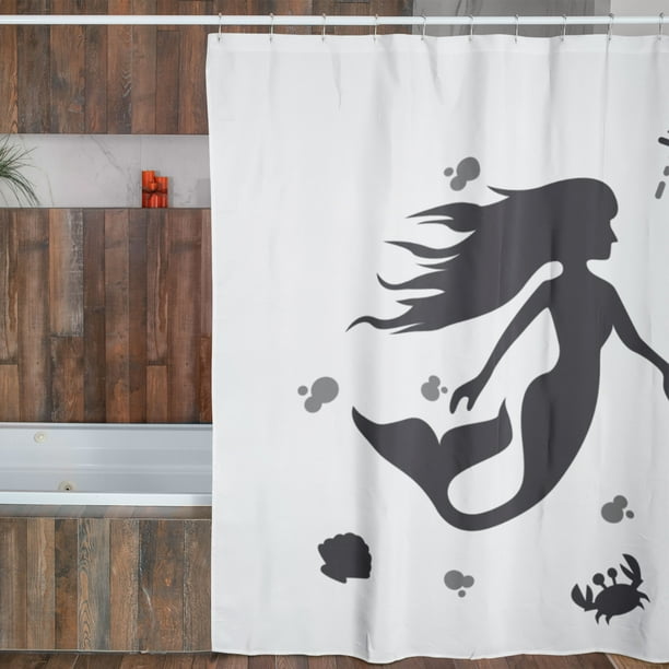 Cortina de Baño Impermeable Antihongos Juana Gallo con Diseño de Silueta Sirena para Baño