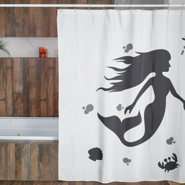 Cortina de Baño Impermeable Antihongos Juana Gallo con Diseño de Silueta Sirena para Baño