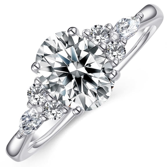 AUMIFY Moissanite Engagement Ring for Women Oval Cut Statement Rings 925 Sterling Silver Plated White Gold April Birthstone Valentine's Day Promise Wedding Anniversary Christmas Gift for Her Size 9