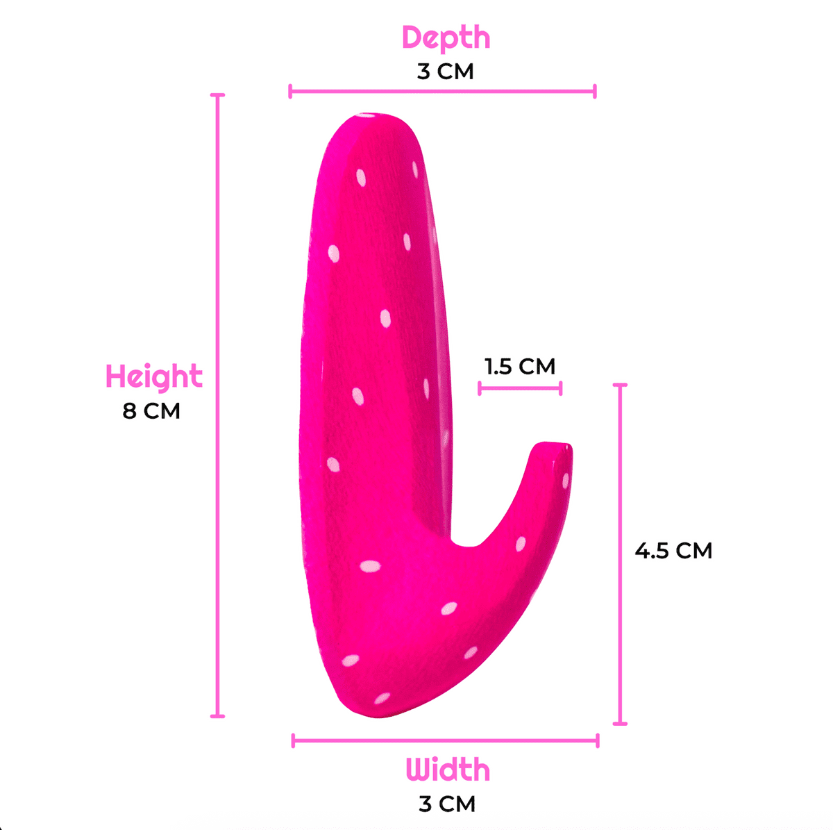 WallCandy Pink Polka Dot Stick-On Wall Hooks with 3M Command Strips | 3 Pack