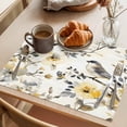 thumbnail image 3 of Yellow Grey Botanical Placemats Set of 4 Spring Floral Summer Birds Vintage Place Mats Indoor Wipeable Table Mats Washable Cloth Dining Table Placemats for Kitchen Holiday Party Home Decor 13x19 Inch, 3 of 9